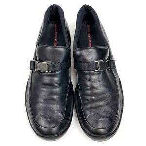Prada Loafers Buckle Sport Black Leather Slip on shoes mens size 11